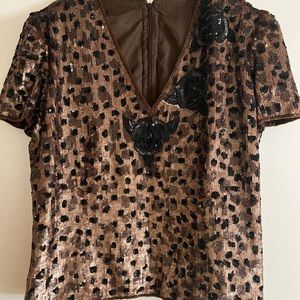 Italian Beaded Short Sleeve Blouse